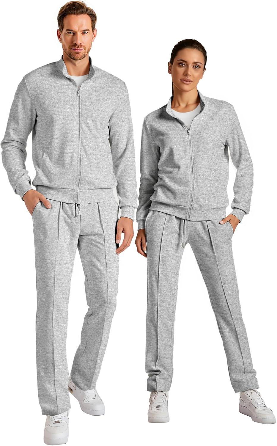 imageJMIERR Mens Sweatsuit Tracksuit 2 Piece Set Full Zip Casual Jogging Suits with Jogger Jackets and Pants Warm Up OutfitsLight Grey