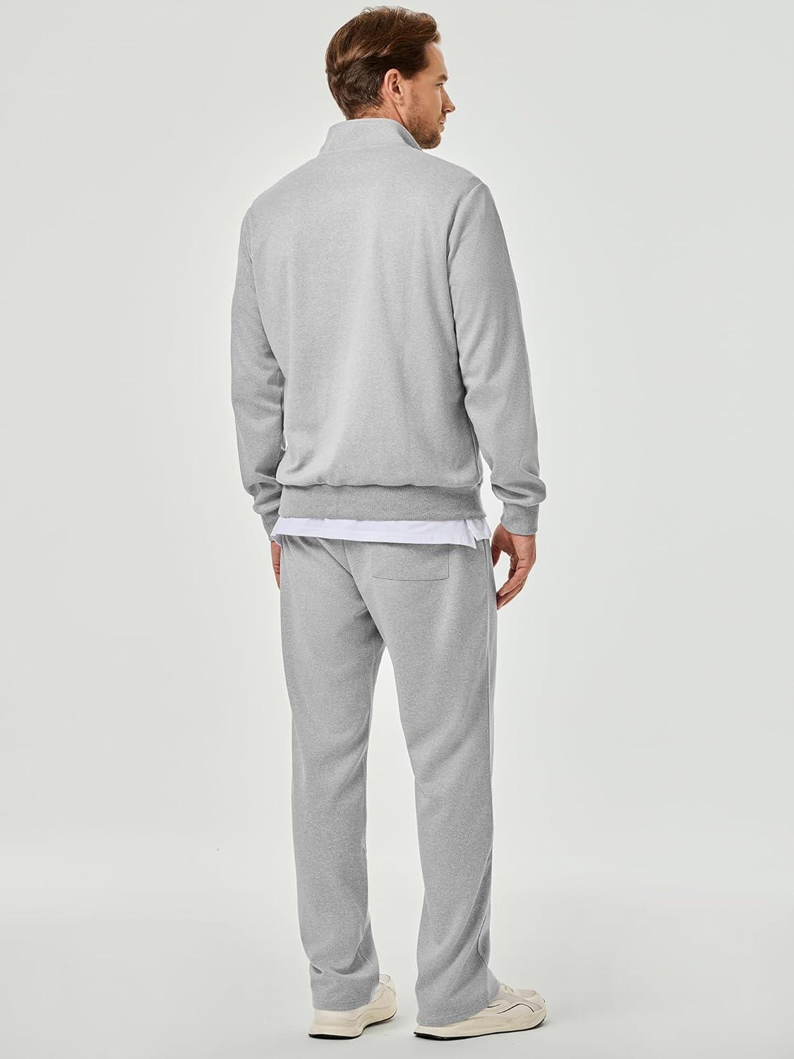 imageJMIERR Mens Sweatsuit Tracksuit 2 Piece Set Full Zip Casual Jogging Suits with Jogger Jackets and Pants Warm Up OutfitsLight Grey