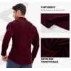 imageJMIERR Mens Casual Buttonless Polo Shirt Long Sleeve V Neck Ribbed Knit Golf ShirtsA Burgundy