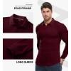 imageJMIERR Mens Casual Buttonless Polo Shirt Long Sleeve V Neck Ribbed Knit Golf ShirtsA Burgundy