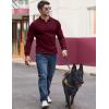imageJMIERR Mens Casual Buttonless Polo Shirt Long Sleeve V Neck Ribbed Knit Golf ShirtsA Burgundy