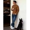 imageJMIERR Mens Casual Buttonless Polo Shirt Long Sleeve V Neck Ribbed Knit Golf ShirtsA Chestnut