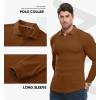 imageJMIERR Mens Casual Buttonless Polo Shirt Long Sleeve V Neck Ribbed Knit Golf ShirtsA Chestnut