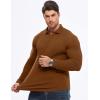 imageJMIERR Mens Casual Buttonless Polo Shirt Long Sleeve V Neck Ribbed Knit Golf ShirtsA Chestnut