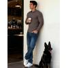 imageJMIERR Mens Casual Buttonless Polo Shirt Long Sleeve V Neck Ribbed Knit Golf ShirtsA Chicory Coffee
