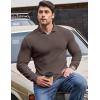 imageJMIERR Mens Casual Buttonless Polo Shirt Long Sleeve V Neck Ribbed Knit Golf ShirtsA Chicory Coffee