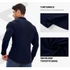 imageJMIERR Mens Casual Buttonless Polo Shirt Long Sleeve V Neck Ribbed Knit Golf ShirtsA Navy Blue
