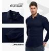 imageJMIERR Mens Casual Buttonless Polo Shirt Long Sleeve V Neck Ribbed Knit Golf ShirtsA Navy Blue
