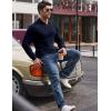 imageJMIERR Mens Casual Buttonless Polo Shirt Long Sleeve V Neck Ribbed Knit Golf ShirtsA Navy Blue