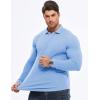 imageJMIERR Mens Casual Buttonless Polo Shirt Long Sleeve V Neck Ribbed Knit Golf ShirtsA Sky Blue