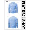 imageJMIERR Mens Casual Buttonless Polo Shirt Long Sleeve V Neck Ribbed Knit Golf ShirtsA Sky Blue