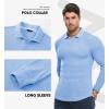 imageJMIERR Mens Casual Buttonless Polo Shirt Long Sleeve V Neck Ribbed Knit Golf ShirtsA Sky Blue