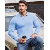 imageJMIERR Mens Casual Buttonless Polo Shirt Long Sleeve V Neck Ribbed Knit Golf ShirtsA Sky Blue