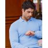 imageJMIERR Mens Casual Buttonless Polo Shirt Long Sleeve V Neck Ribbed Knit Golf ShirtsA Sky Blue