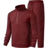 imageJMIERR Mens Sweatsuit Tracksuit 2 Piece Set Full Zip Casual Jogging Suits with Jogger Jackets and Pants Warm Up OutfitsBurgundy