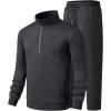 imageJMIERR Mens Sweatsuit Tracksuit 2 Piece Set Full Zip Casual Jogging Suits with Jogger Jackets and Pants Warm Up OutfitsDark Grey