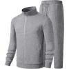 imageJMIERR Mens Sweatsuit Tracksuit 2 Piece Set Full Zip Casual Jogging Suits with Jogger Jackets and Pants Warm Up OutfitsLight Grey