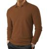 imageJMIERR Mens Casual Buttonless Polo Shirt Long Sleeve V Neck Ribbed Knit Golf ShirtsA Chestnut