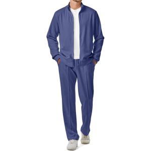imageJMIERR Mens Sweatsuit Tracksuit 2 Piece Set Full Zip Casual Jogging Suits with Jogger Jackets and Pants Warm Up OutfitsDark Blue