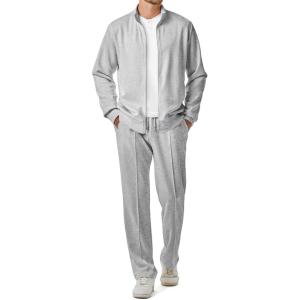 imageJMIERR Mens Sweatsuit Tracksuit 2 Piece Set Full Zip Casual Jogging Suits with Jogger Jackets and Pants Warm Up OutfitsLight Grey