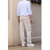 imageJMIERR Mens Casual Baggy Cargo Pants Stretch Sweatpants Loose Fit Drawstring Hiking Workout Joggers with Multi PocketsParchment