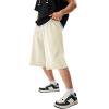 imageJMIERR 2026 Mens Baggy Sweat Shorts Under Knee Shorts Casual Raw Hem Drawstring Waist Y2K Shorts Loose Fit Gym ShortsBeige