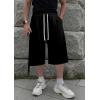 imageJMIERR 2026 Mens Baggy Sweat Shorts Under Knee Shorts Casual Raw Hem Drawstring Waist Y2K Shorts Loose Fit Gym ShortsBlack