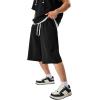 imageJMIERR 2026 Mens Baggy Sweat Shorts Under Knee Shorts Casual Raw Hem Drawstring Waist Y2K Shorts Loose Fit Gym ShortsBlack