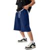 imageJMIERR 2026 Mens Baggy Sweat Shorts Under Knee Shorts Casual Raw Hem Drawstring Waist Y2K Shorts Loose Fit Gym ShortsBlue