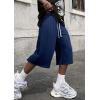 imageJMIERR 2026 Mens Baggy Sweat Shorts Under Knee Shorts Casual Raw Hem Drawstring Waist Y2K Shorts Loose Fit Gym ShortsBlue
