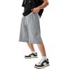imageJMIERR 2026 Mens Baggy Sweat Shorts Under Knee Shorts Casual Raw Hem Drawstring Waist Y2K Shorts Loose Fit Gym ShortsGrey