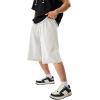 imageJMIERR 2026 Mens Baggy Sweat Shorts Under Knee Shorts Casual Raw Hem Drawstring Waist Y2K Shorts Loose Fit Gym ShortsLight Grey