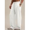 imageJMIERR Mens Baggy Loose Fit Sweatpants Casual Drawstring Pants Y2K Raw Hem Wide Leg Stretchy Pants with PocketsWhite