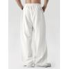 imageJMIERR Mens Baggy Loose Fit Sweatpants Casual Drawstring Pants Y2K Raw Hem Wide Leg Stretchy Pants with PocketsWhite