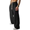 imageJMIERR Mens Baggy Loose Fit Sweatpants Casual Drawstring Pants Y2K Raw Hem Wide Leg Stretchy Pants with PocketsBlack