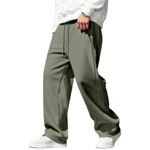 imageJMIERR Mens Baggy Sweatpants Drawstring Stretch Loose Fit Wide Leg Sweat Pants with PocketsFour Leaf Clover