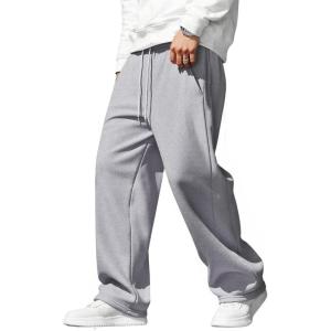 imageJMIERR Mens Baggy Sweatpants Drawstring Stretch Loose Fit Wide Leg Sweat Pants with PocketsLight Grey