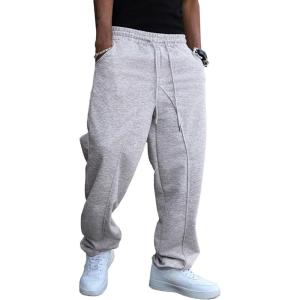 imageJMIERR Mens Baggy Sweatpants Wide Leg Elastic Waist Drawstring Pants Y2K Loose Lounge Joggers with PocketsLight Grey