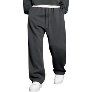 imageJMIERR Mens Casual Baggy Pants Wide Leg Lounge Travel Pants with PocketsDark Grey