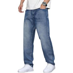 imageJMIERR Mens Classic Relaxed Fit Jeans Straight Stretch Casual Baggy Denim PantsAshleigh Blue