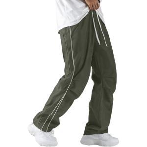 imageJMIERR Mens Fashion Baggy Pants Parachute Pants Casual Wide Leg Y2K Lightweight Joggers Deep Pockets Side SeamMoss Green