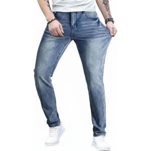 imageJMIERR Mens Slim Fit Stretch Tapered Leg Skinny Jeans Comfort Flexible Denim Pants for Men with 5 PocketsAshleigh Blue