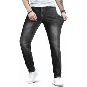 imageJMIERR Mens Slim Fit Stretch Tapered Leg Skinny Jeans Comfort Flexible Denim Pants for Men with 5 PocketsGray