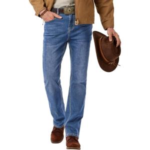 imageJMIERR Mens Stretch Jeans Boot Cut Western Retro Cowboy Straight Leg Denim PantsBlue