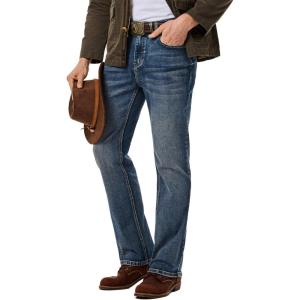 imageJMIERR Mens Stretch Jeans Boot Cut Western Retro Cowboy Straight Leg Denim PantsNavy Blue