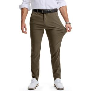 imageJMIERR Mens Skinny Stretchy Suit Pants Slim Fit Slacks Tapered TrousersBrown