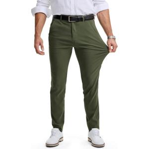 imageJMIERR Mens Skinny Stretchy Suit Pants Slim Fit Slacks Tapered TrousersDark Olive Green