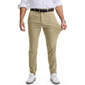imageJMIERR Mens Skinny Stretchy Suit Pants Slim Fit Slacks Tapered TrousersKhaki