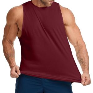 imageJMIERR Mens Drop Arm Tank Tops Gym Workout Sleeveless Muscle Shirts Cut Off Summer Tee ShirtRed