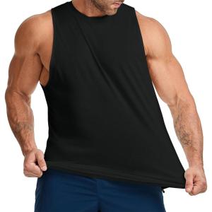 imageJMIERR Mens Drop Arm Tank Tops Gym Workout Sleeveless Muscle Shirts Cut Off Summer Tee ShirtWhite